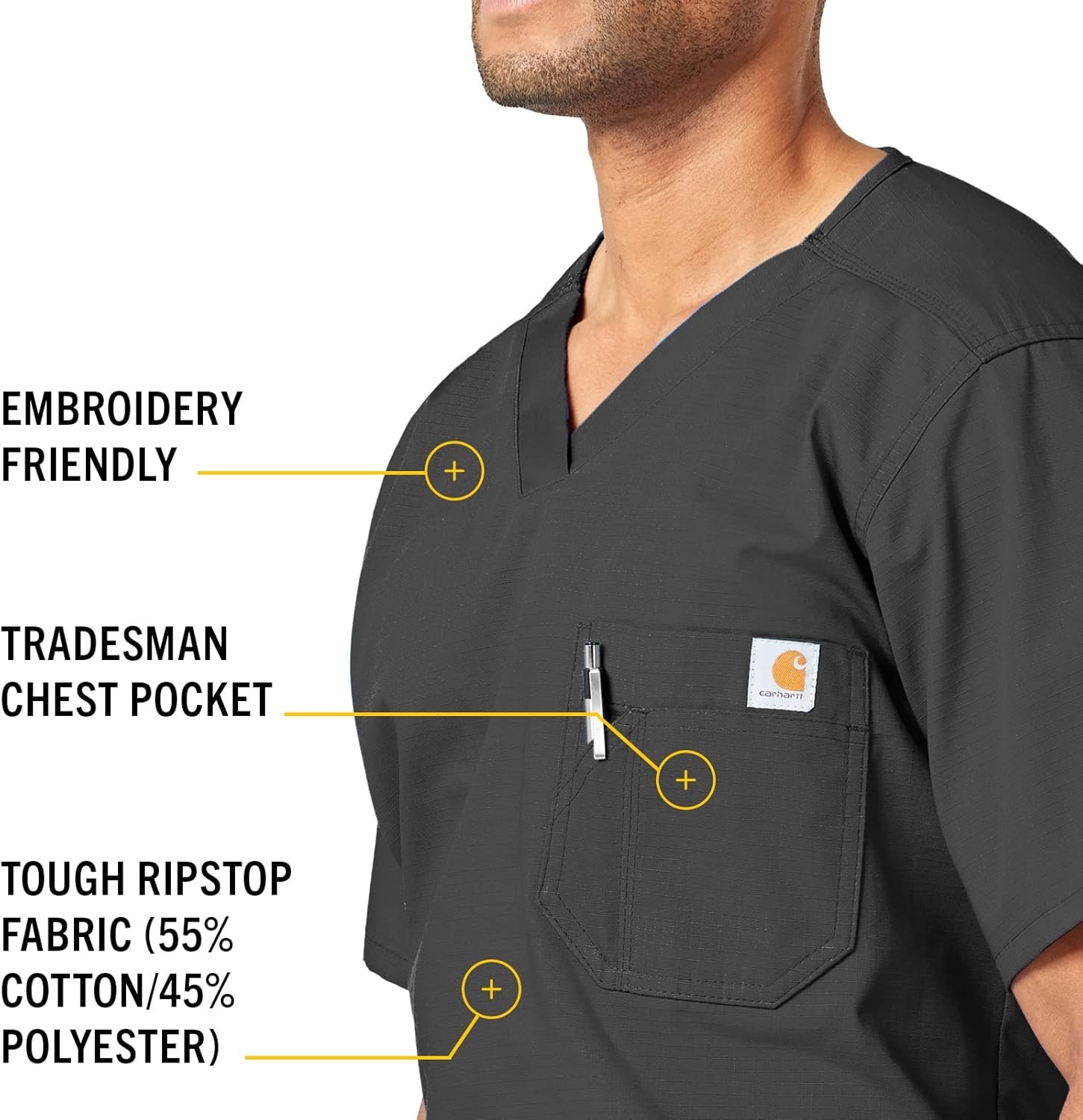 image:imageCarhartt Ripstop amp SubScrubs Scrubs for Men Utility Scrub TopsDark Pewter
