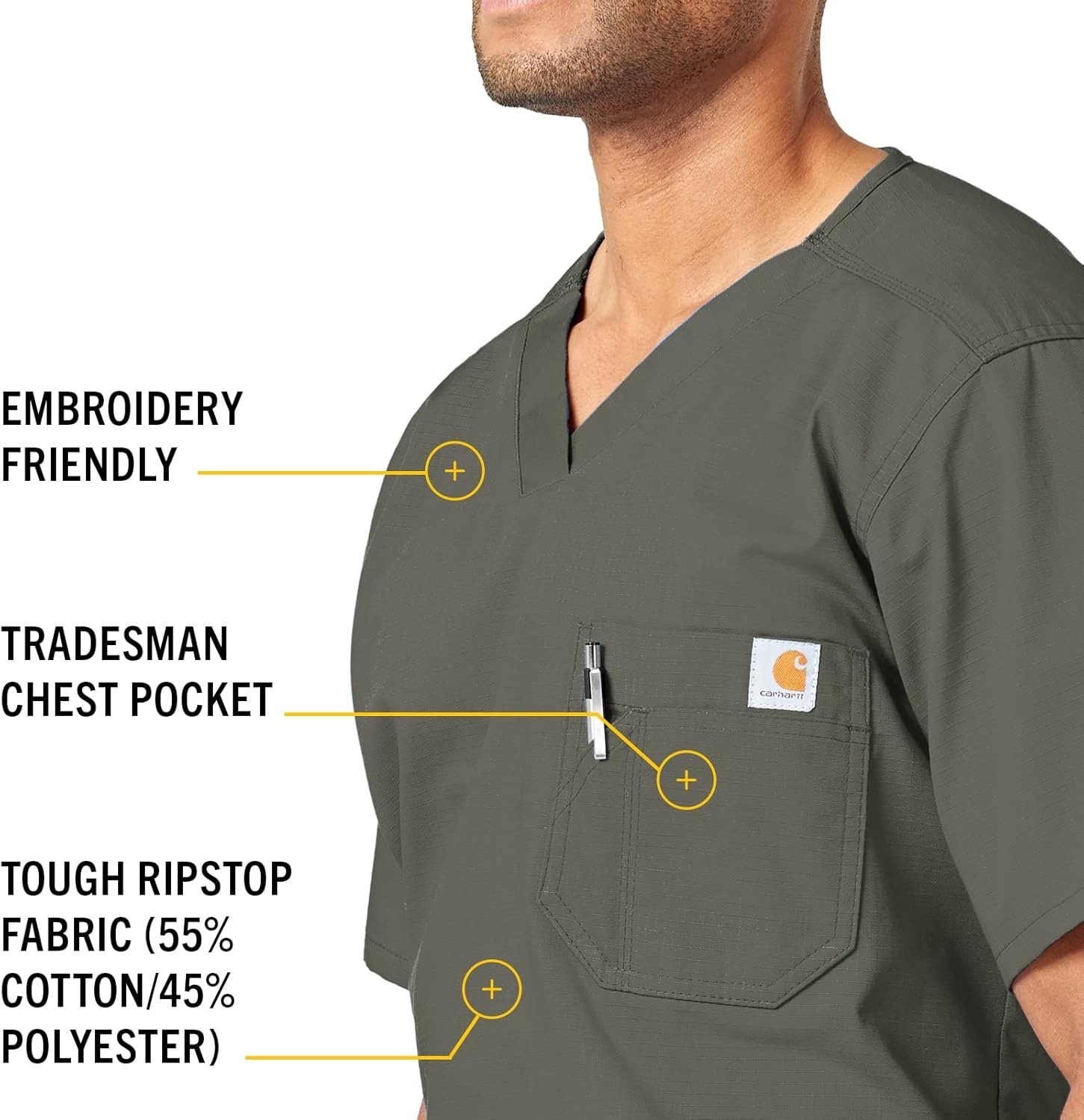 image:imageCarhartt Ripstop amp SubScrubs Scrubs for Men Utility Scrub TopsOlive