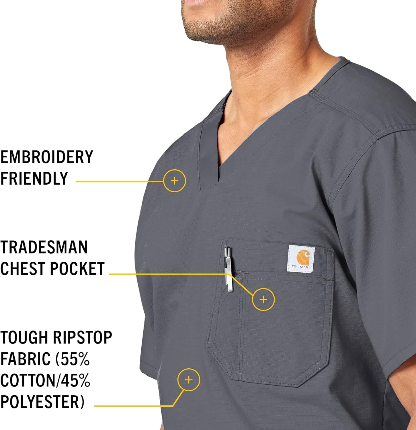 image:imageCarhartt Ripstop amp SubScrubs Scrubs for Men Utility Scrub TopsPewter