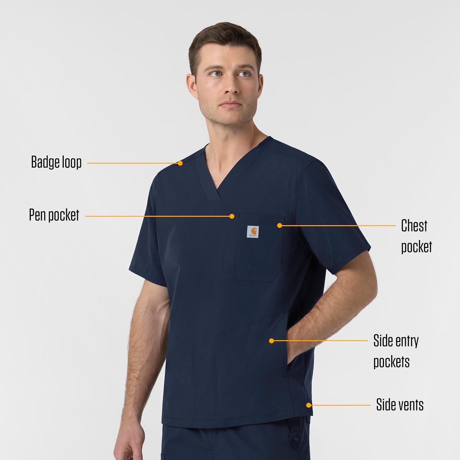 image:imageCarhartt Rugged Flex FLD Mens Ripstop VNeck Scrub TopNavy