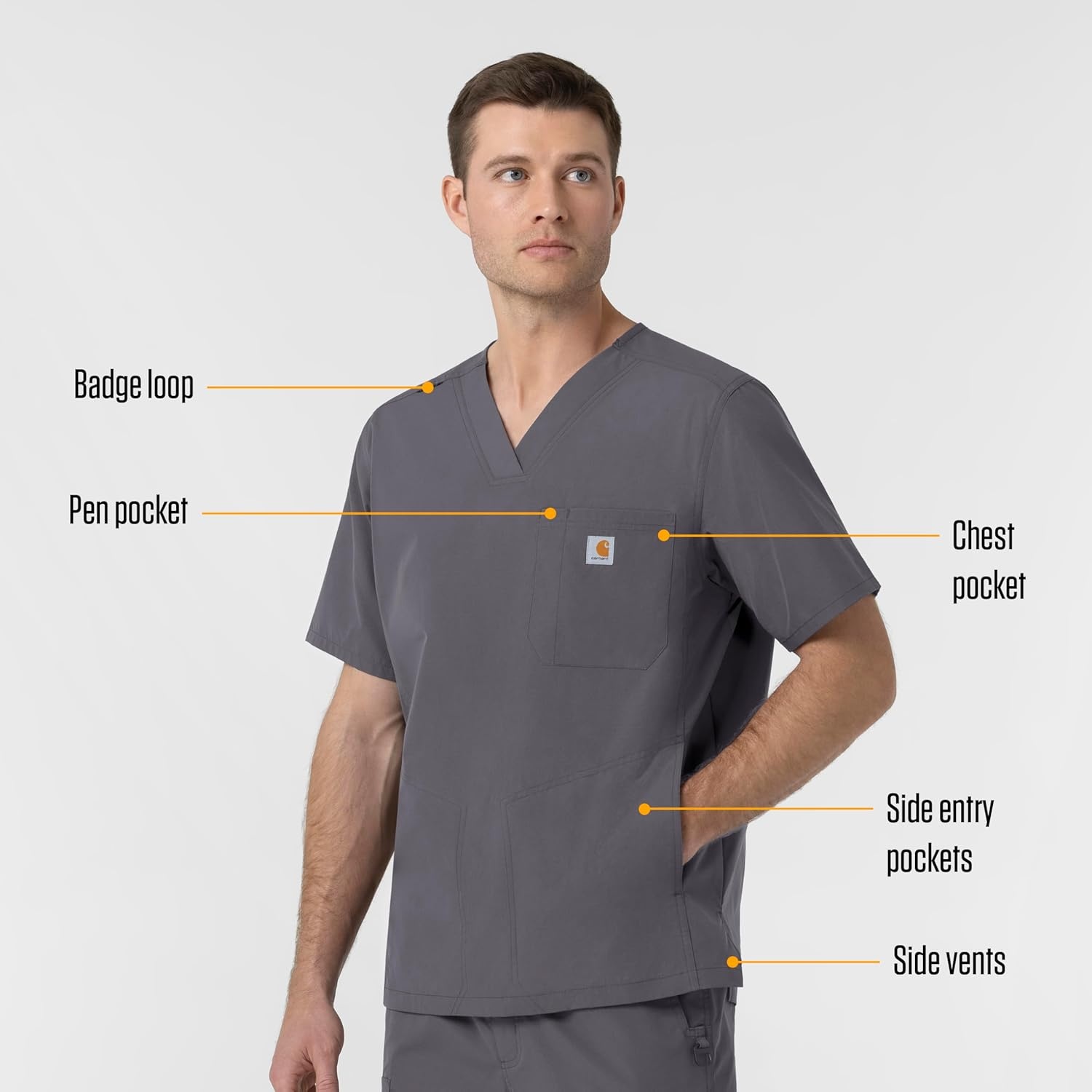 image:imageCarhartt Rugged Flex FLD Mens Ripstop VNeck Scrub TopPewter