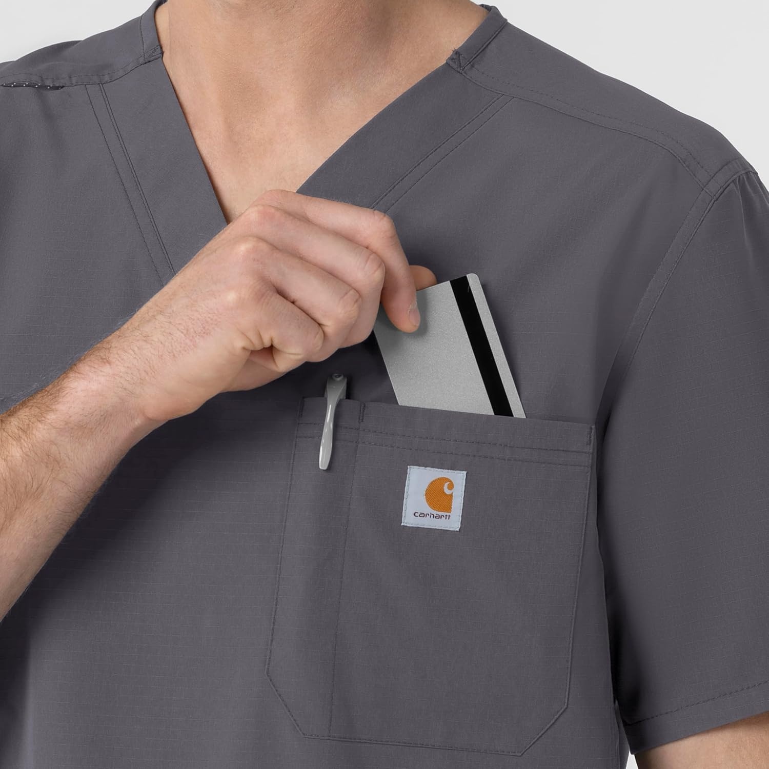 image:imageCarhartt Rugged Flex FLD Mens Ripstop VNeck Scrub TopPewter