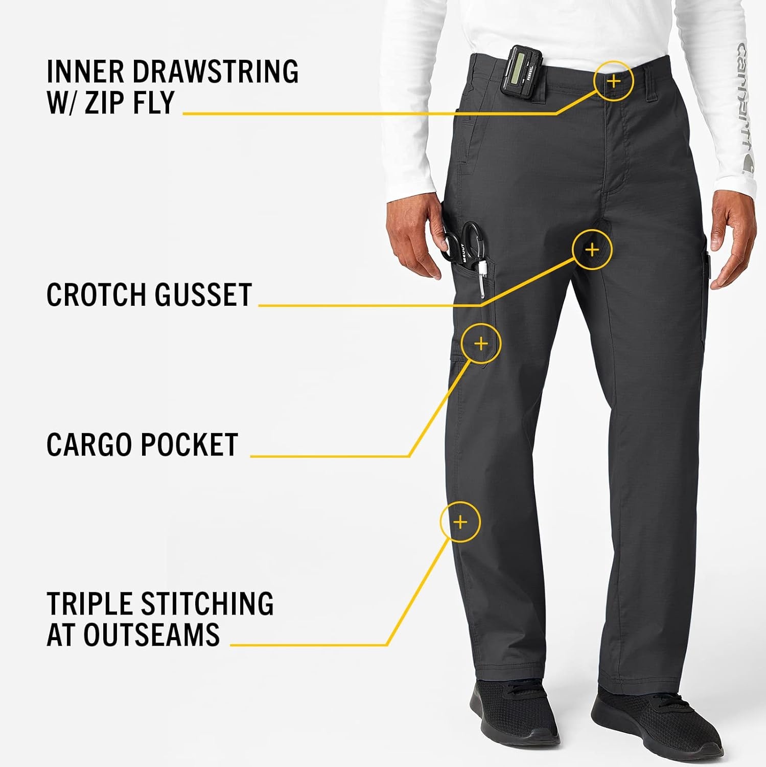 image:imageCarhartt Rugged Flex Ripstop Mens Straight Leg Cargo Scrub PantDark Pewter