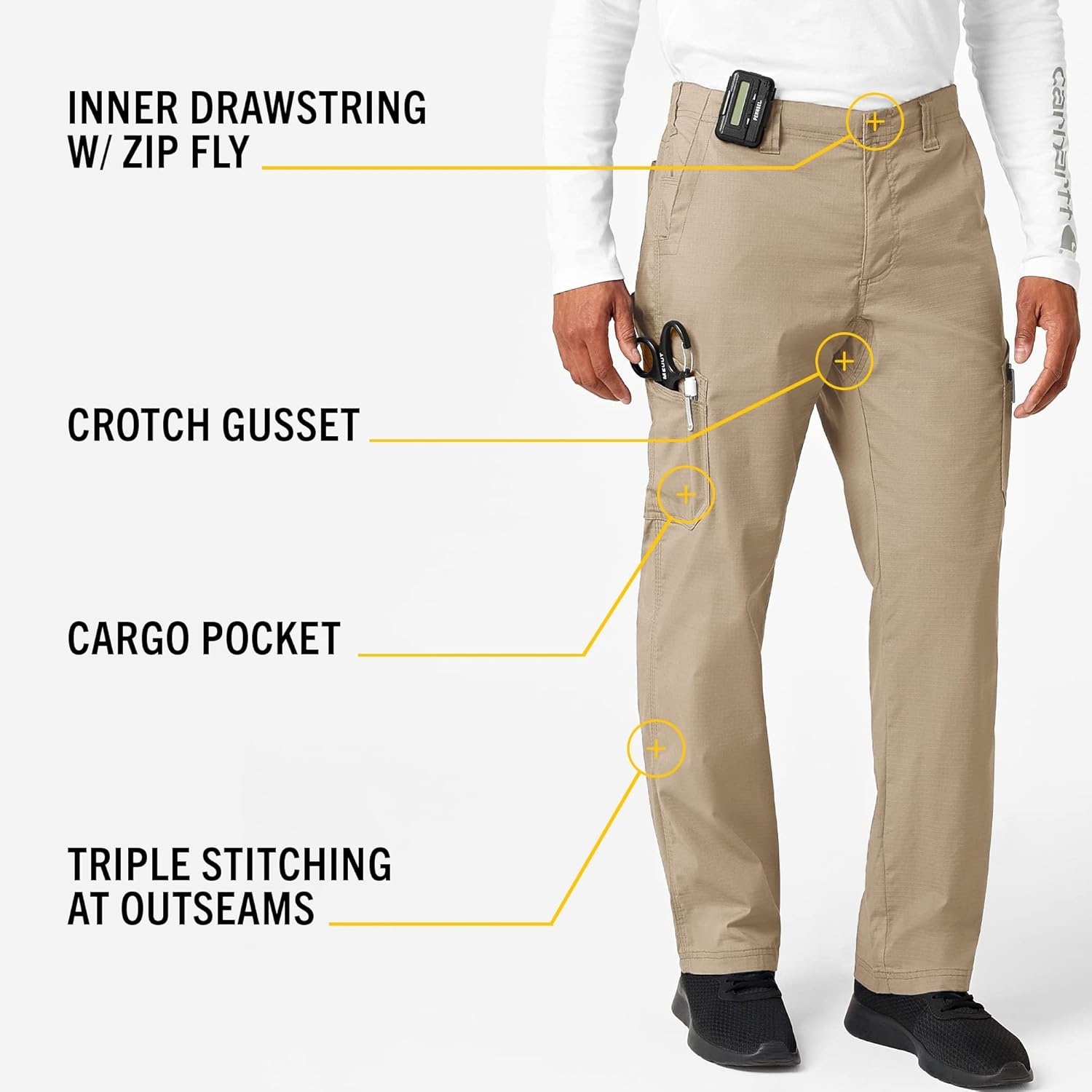 image:imageCarhartt Rugged Flex Ripstop Mens Straight Leg Cargo Scrub PantKhaki