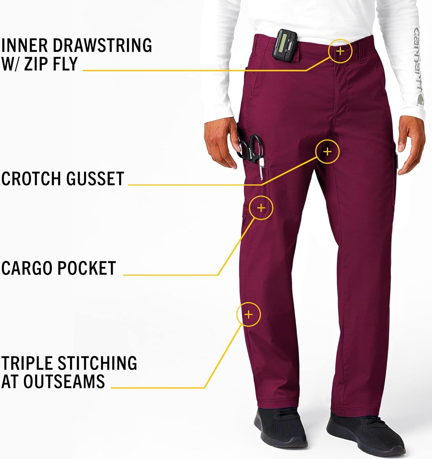 image:imageCarhartt Rugged Flex Ripstop Mens Straight Leg Cargo Scrub PantWine