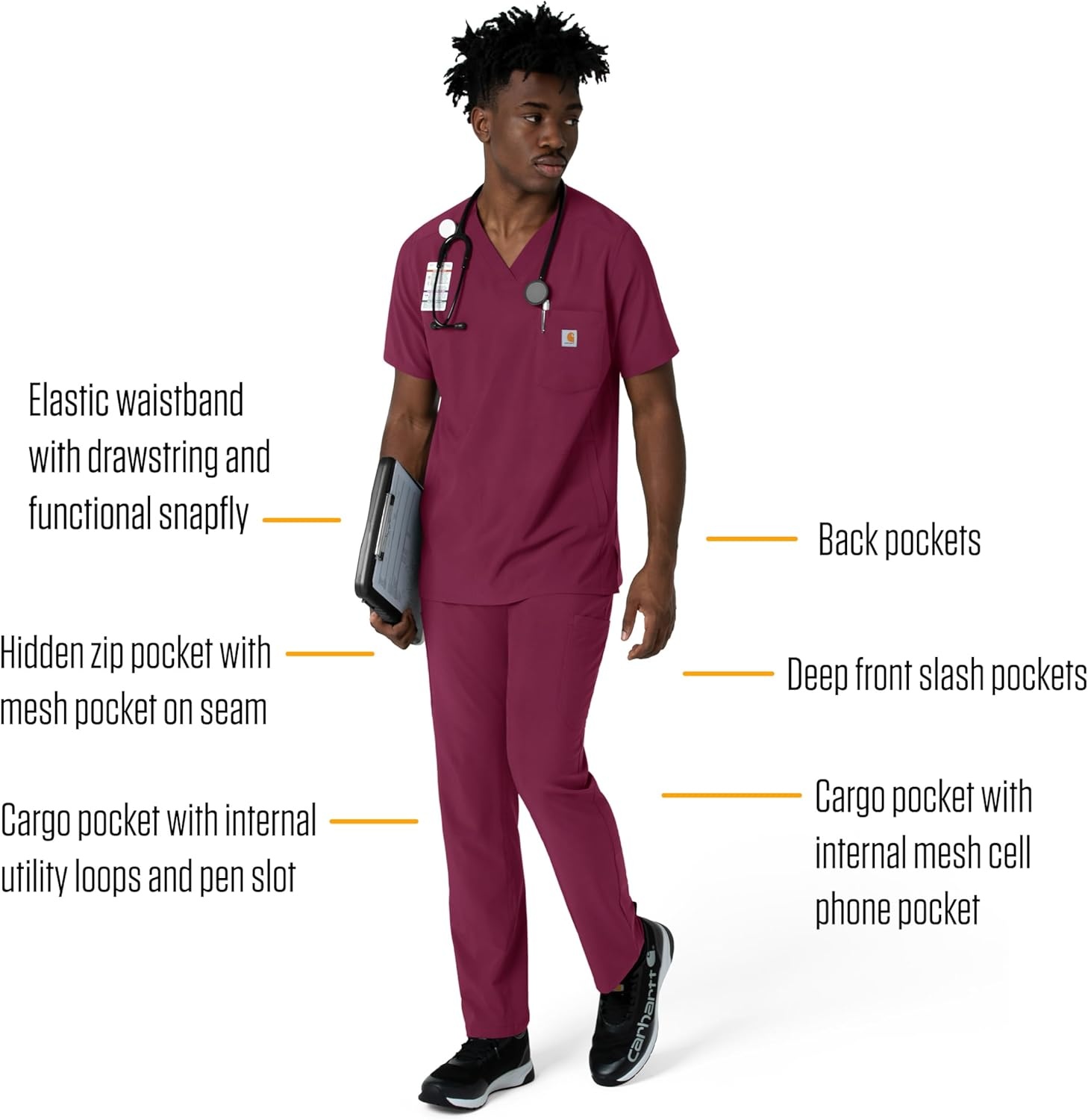 image:imageCarhartt Rugged Flex Ripstop Mens Straight Leg Scrub PantWine