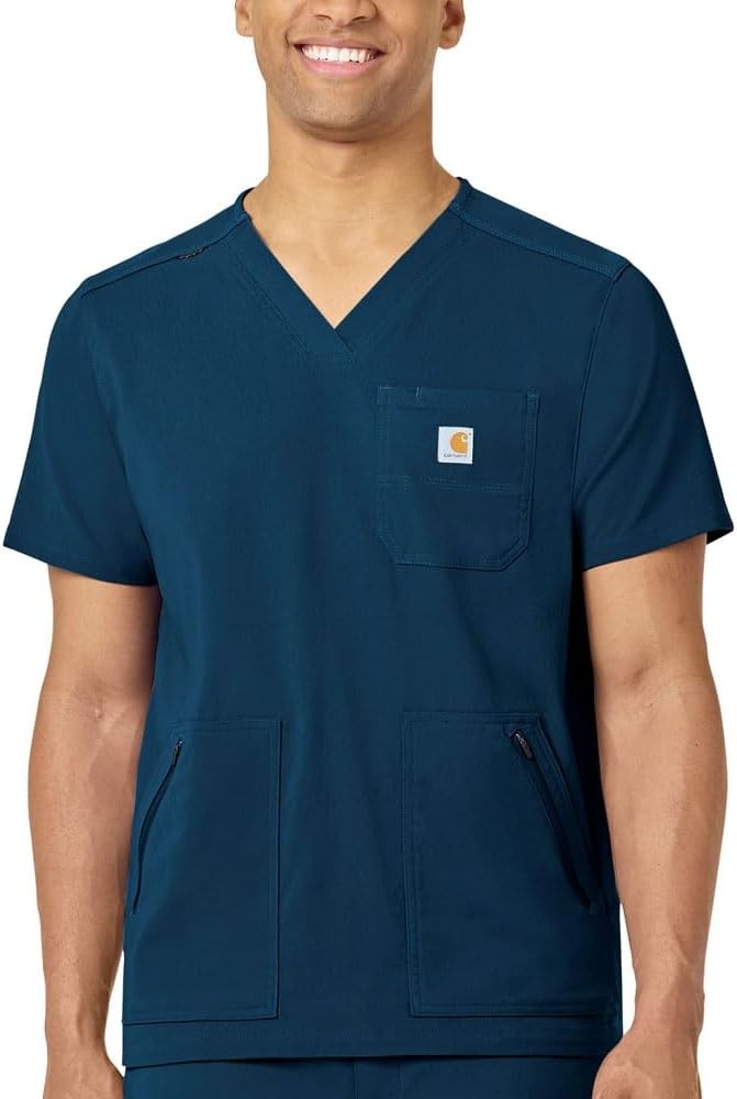 image:imageCarhartt Scrubs C15037 Mens Rugged Flex Modern Fit 5Pocket VNeck ToCaribbean Blue