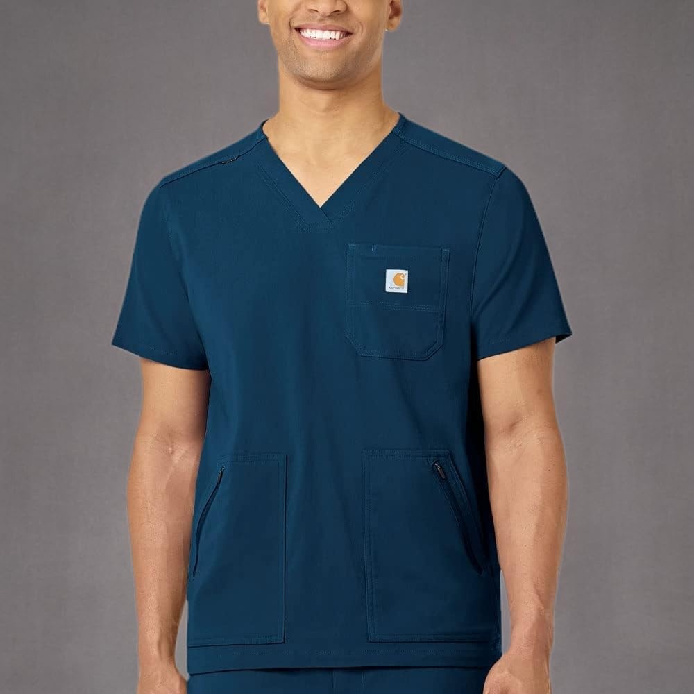 image:imageCarhartt Scrubs C15037 Mens Rugged Flex Modern Fit 5Pocket VNeck ToCaribbean Blue