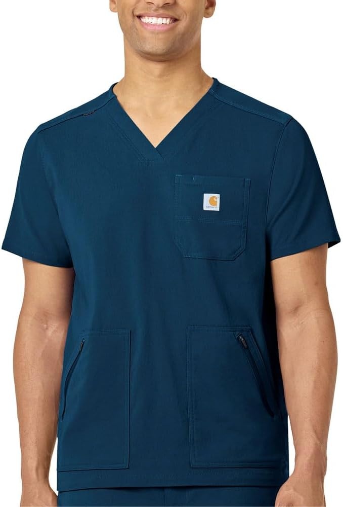 image:imageCarhartt Scrubs C15037 Mens Rugged Flex Modern Fit 5Pocket VNeck ToNavy