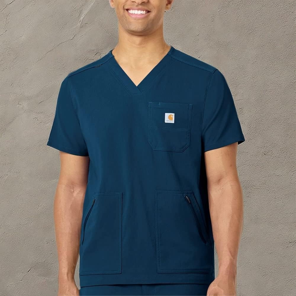 image:imageCarhartt Scrubs C15037 Mens Rugged Flex Modern Fit 5Pocket VNeck ToNavy