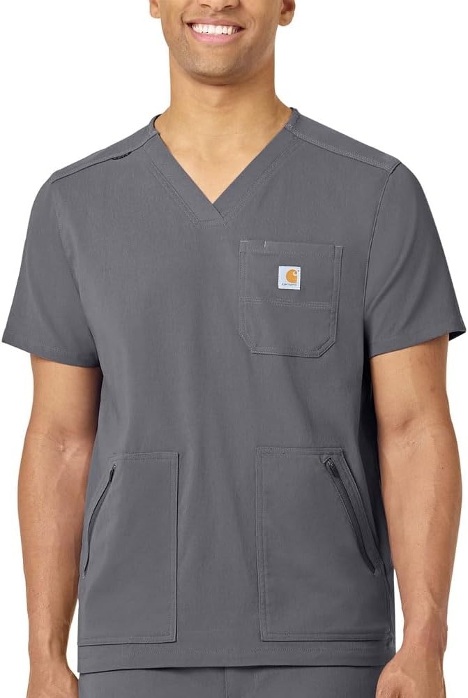 image:imageCarhartt Scrubs C15037 Mens Rugged Flex Modern Fit 5Pocket VNeck ToPewter
