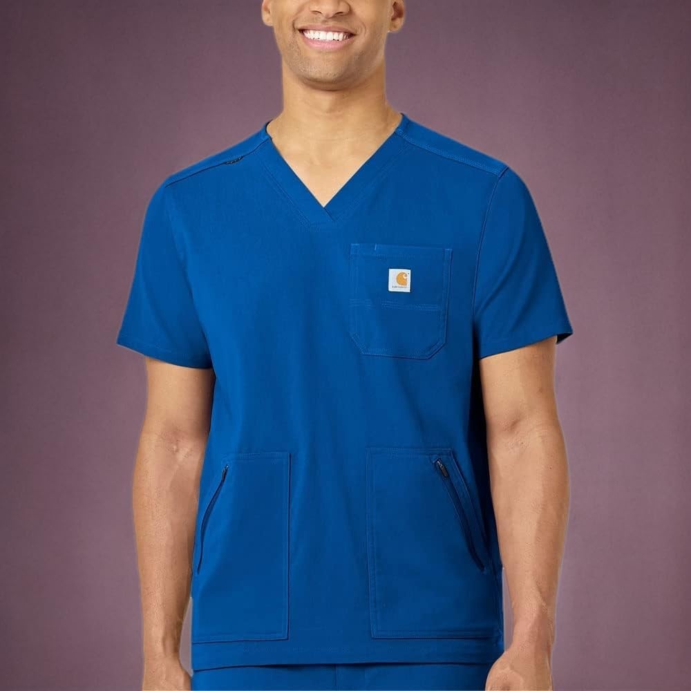 image:imageCarhartt Scrubs C15037 Mens Rugged Flex Modern Fit 5Pocket VNeck ToRoyal