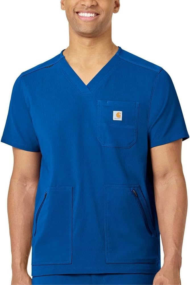 image:imageCarhartt Scrubs C15037 Mens Rugged Flex Modern Fit 5Pocket VNeck ToRoyal
