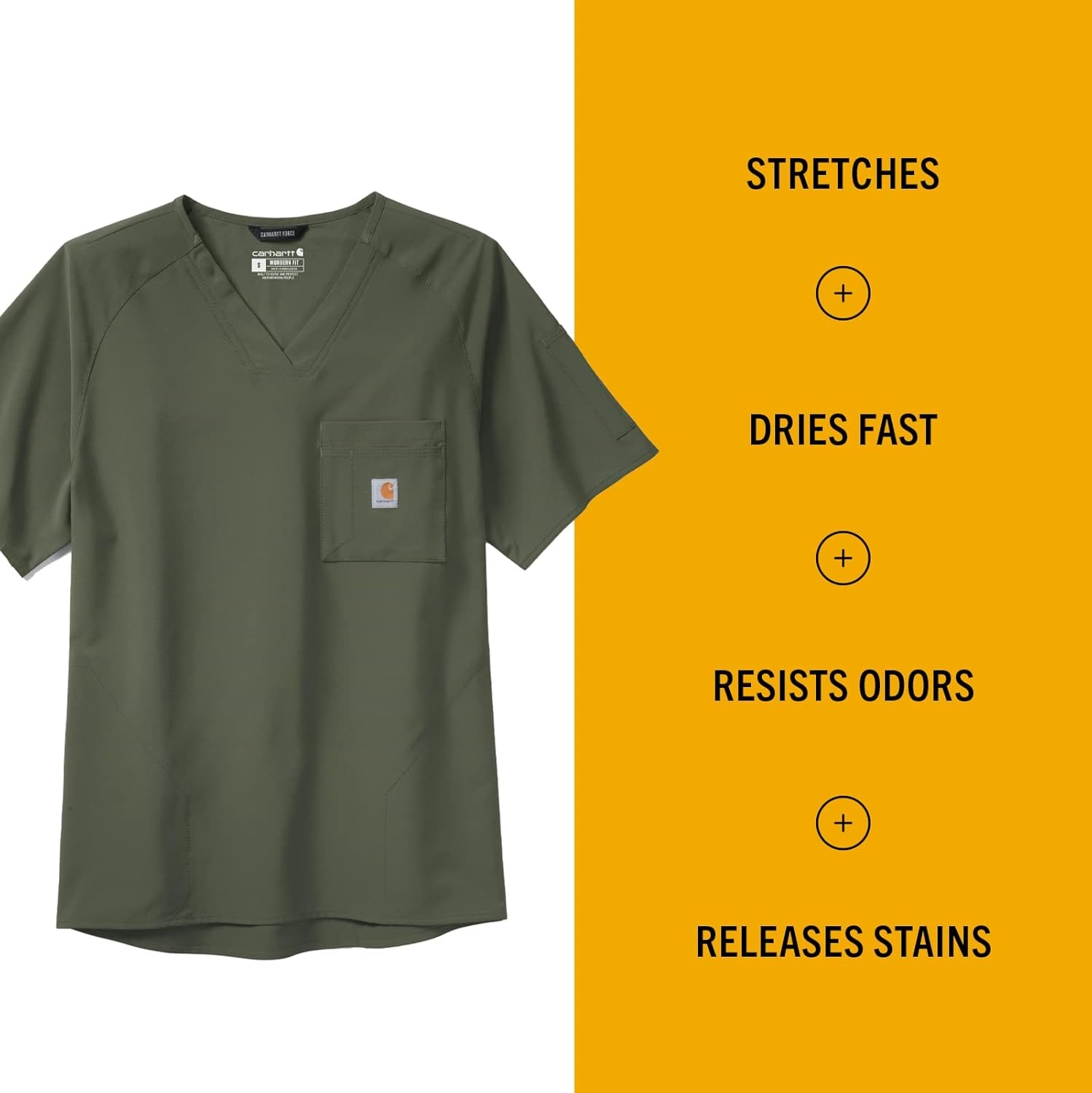 image:imageCarhartt Scrubs C16110 Mens Force CrossFlex Modern Fit Chest PocketBasil