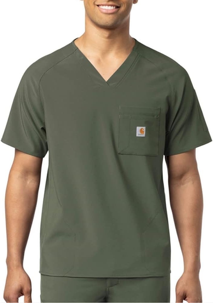 image:imageCarhartt Scrubs C16110 Mens Force CrossFlex Modern Fit Chest PocketBasil