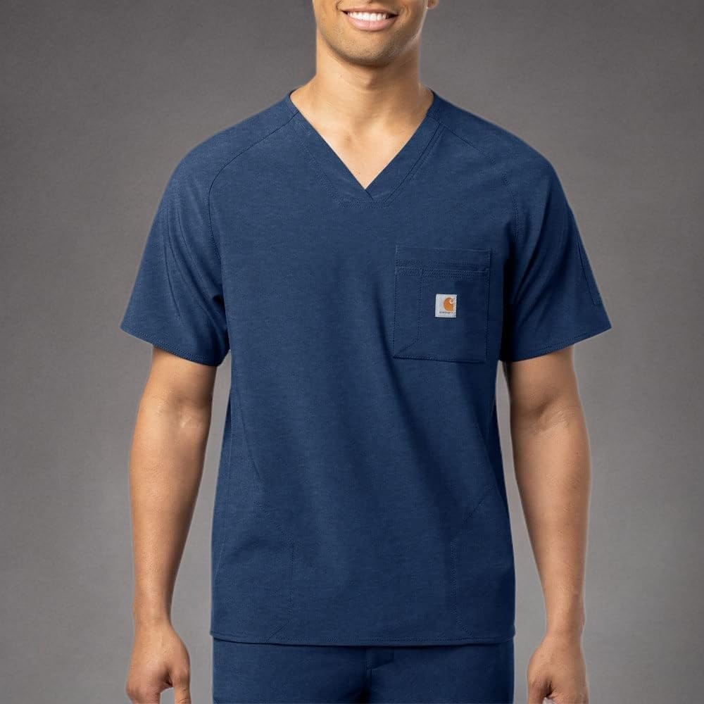 image:imageCarhartt Scrubs C16110 Mens Force CrossFlex Modern Fit Chest PocketNavy Heather