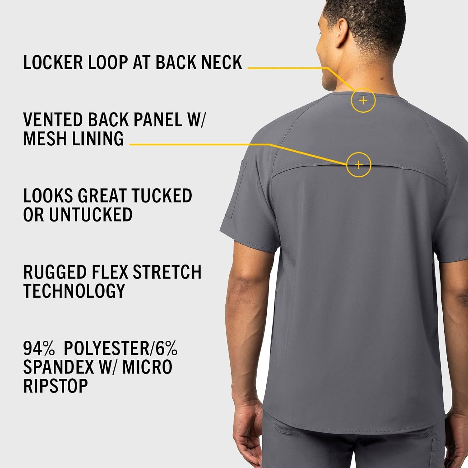 image:imageCarhartt Scrubs C16110 Mens Force CrossFlex Modern Fit Chest PocketPewter