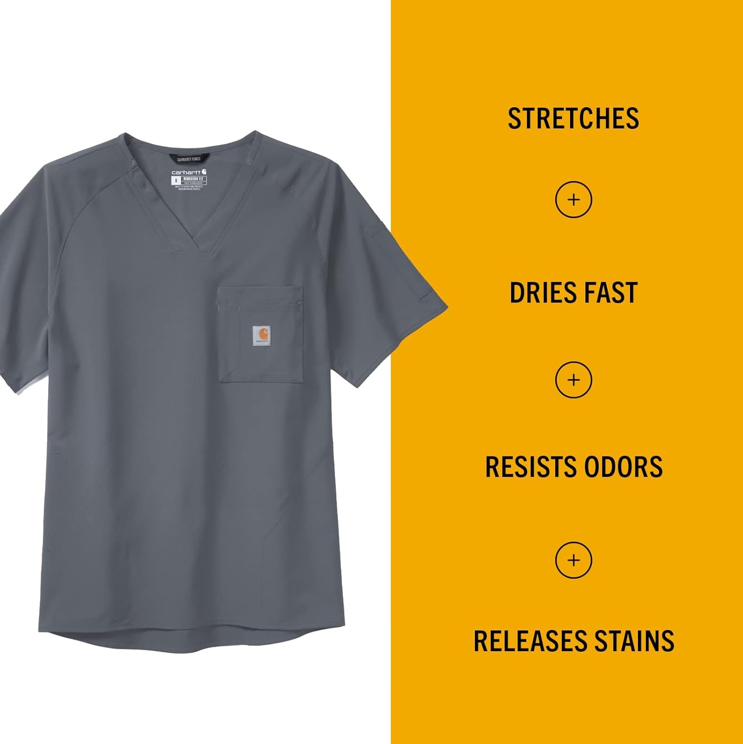 image:imageCarhartt Scrubs C16110 Mens Force CrossFlex Modern Fit Chest PocketPewter