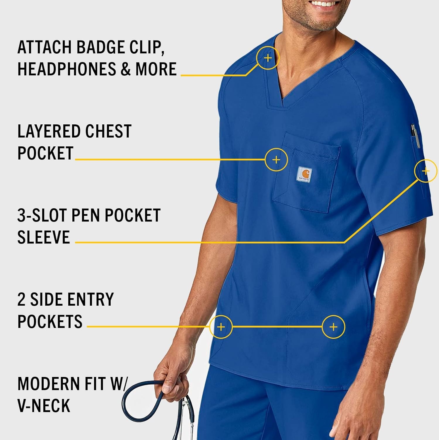 image:imageCarhartt Scrubs C16110 Mens Force CrossFlex Modern Fit Chest PocketRoyal