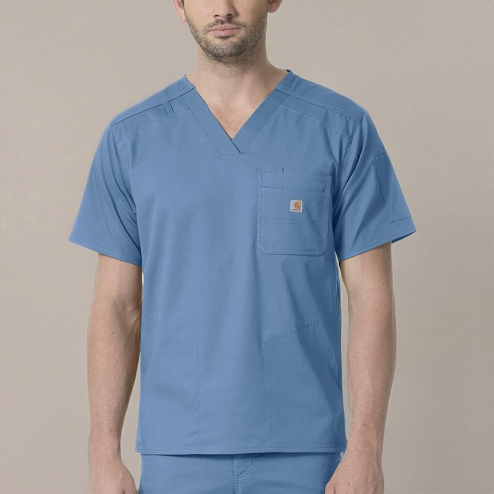 image:imageCarhartt Scrubs C16418 Mens Rugged Flex Modern Fit Ripstop Chest PockAzure Blue