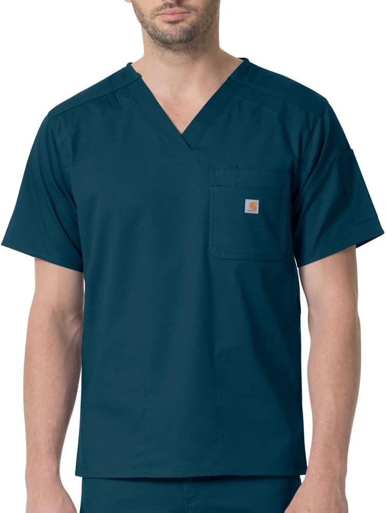 image:imageCarhartt Scrubs C16418 Mens Rugged Flex Modern Fit Ripstop Chest PockCaribbean Blue