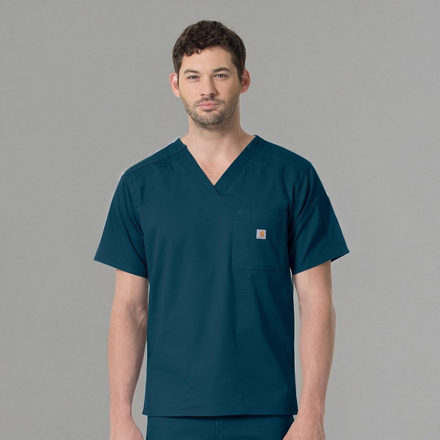 image:imageCarhartt Scrubs C16418 Mens Rugged Flex Modern Fit Ripstop Chest PockCaribbean Blue