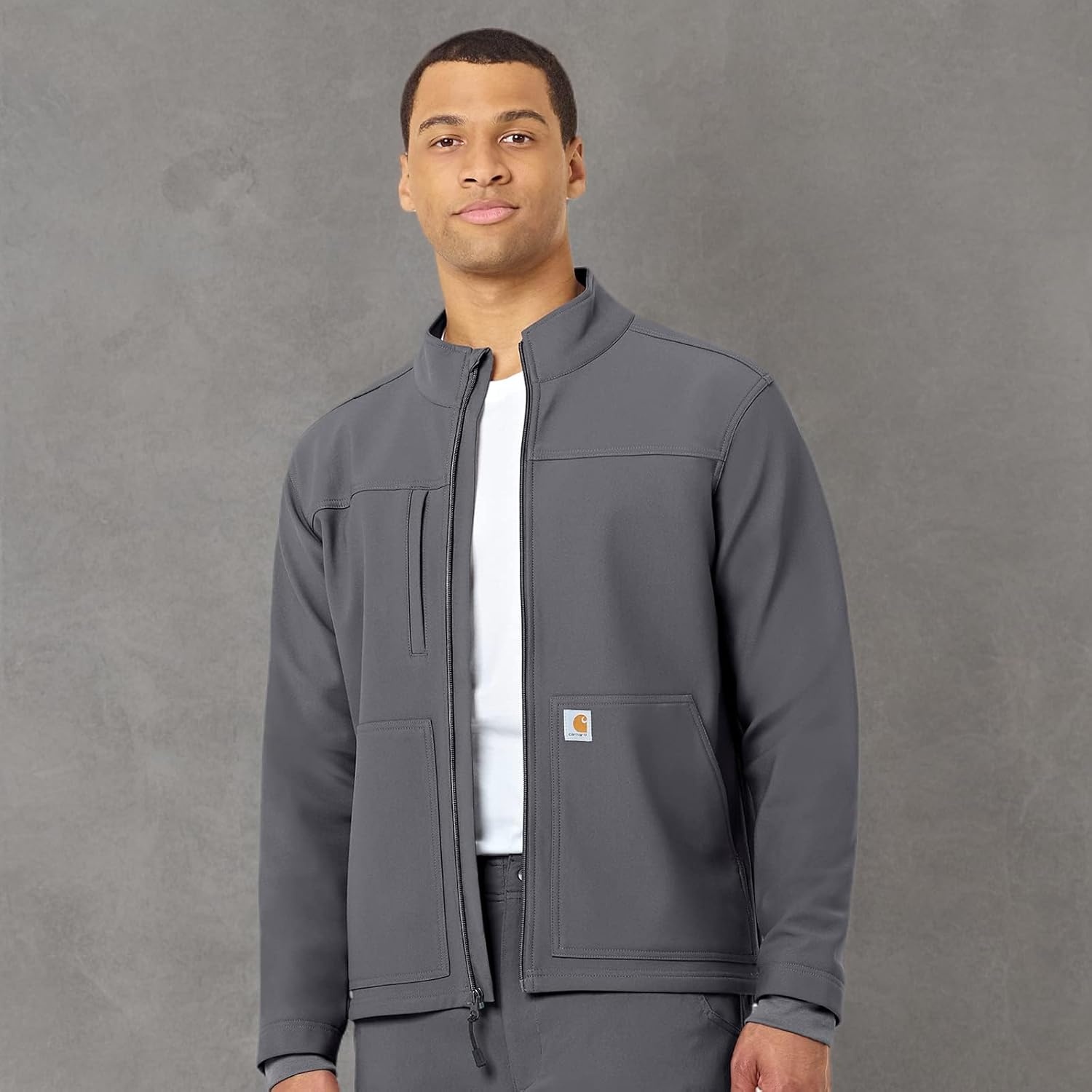 image:imageCarhartt Scrubs C80023 Mens Rugged Flex Modern Fit Bonded Fleece JackPewter