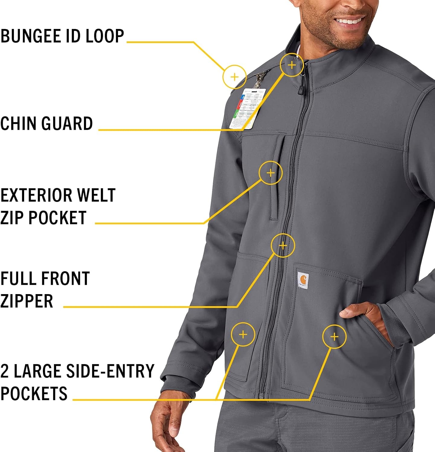 image:imageCarhartt Scrubs C80023 Mens Rugged Flex Modern Fit Bonded Fleece JackPewter