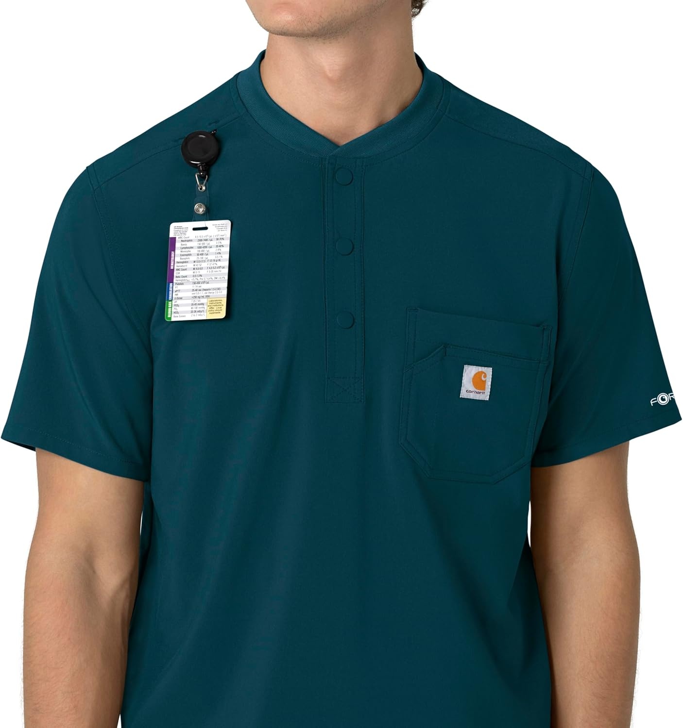 image:imageCarhartt Scrubs for Men Force CrossFlex Henley Tops with 3 PocketsCaribbean