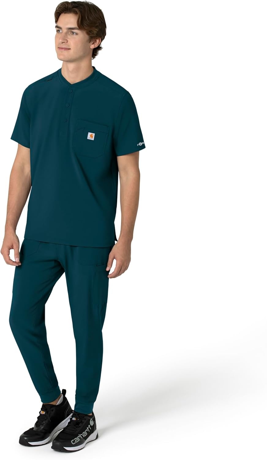 image:imageCarhartt Scrubs for Men Force CrossFlex Henley Tops with 3 PocketsCaribbean