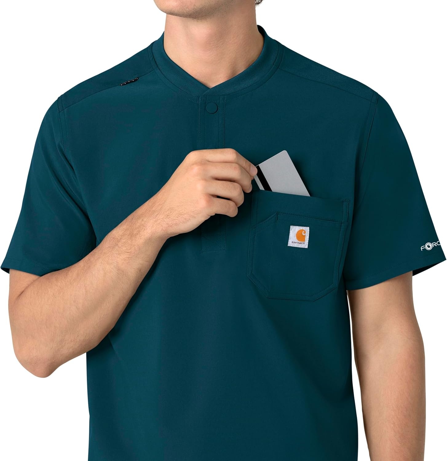 image:imageCarhartt Scrubs for Men Force CrossFlex Henley Tops with 3 PocketsCaribbean