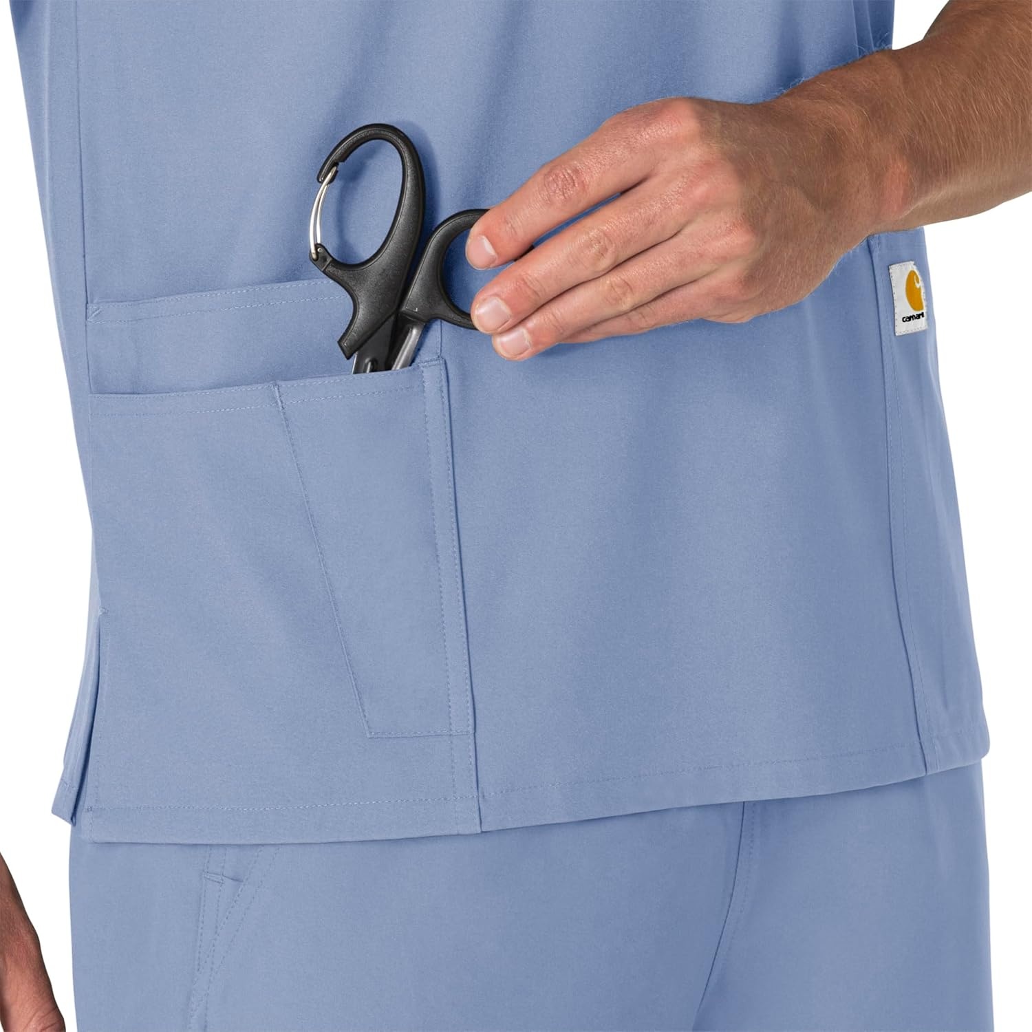 image:imageCarhartt Scrubs for Men Force CrossFlex Henley Tops with 3 PocketsCeil Blue