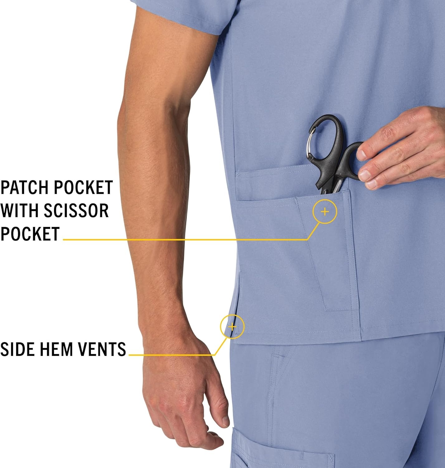 image:imageCarhartt Scrubs for Men Force CrossFlex Henley Tops with 3 PocketsCeil Blue