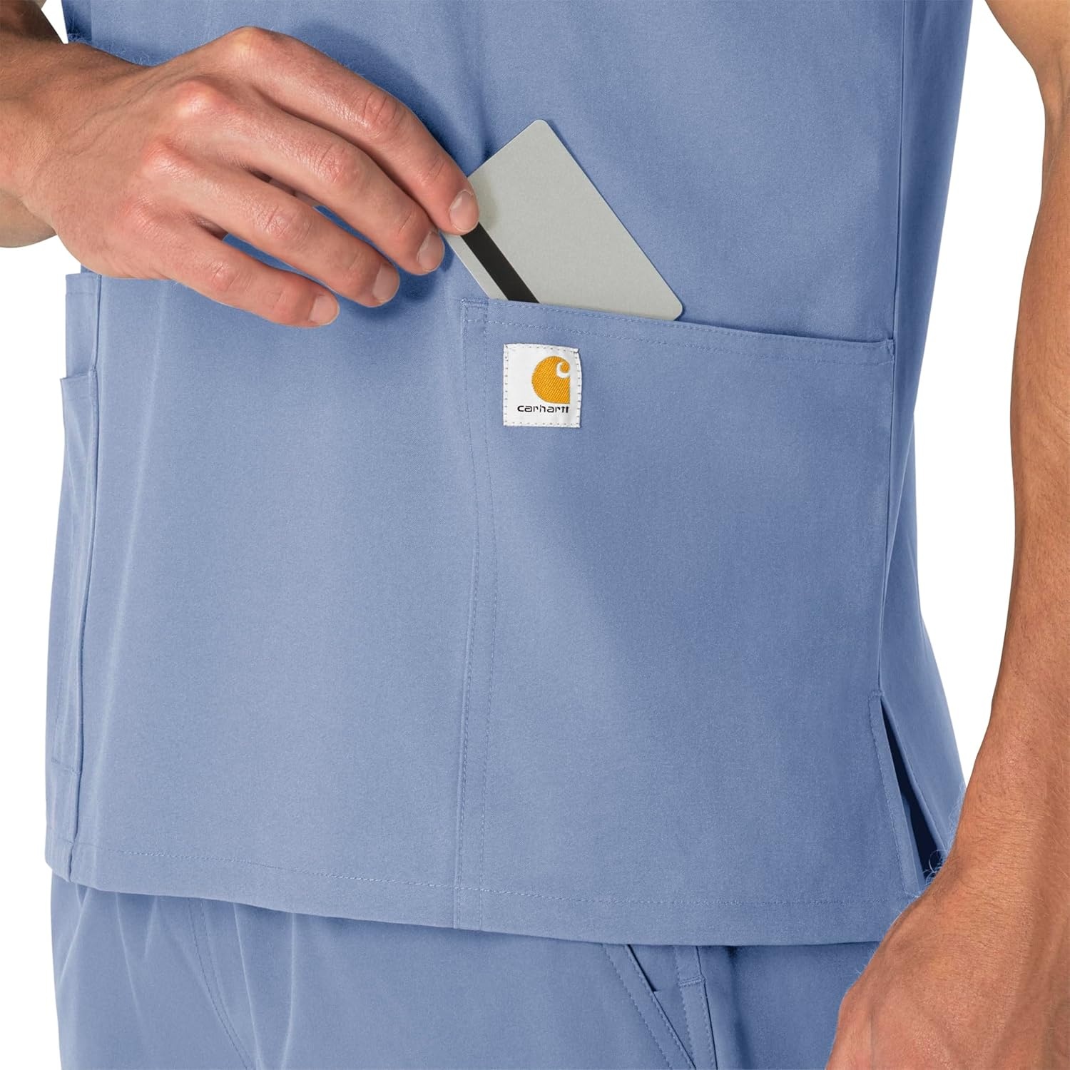 image:imageCarhartt Scrubs for Men Force CrossFlex Henley Tops with 3 PocketsCeil Blue