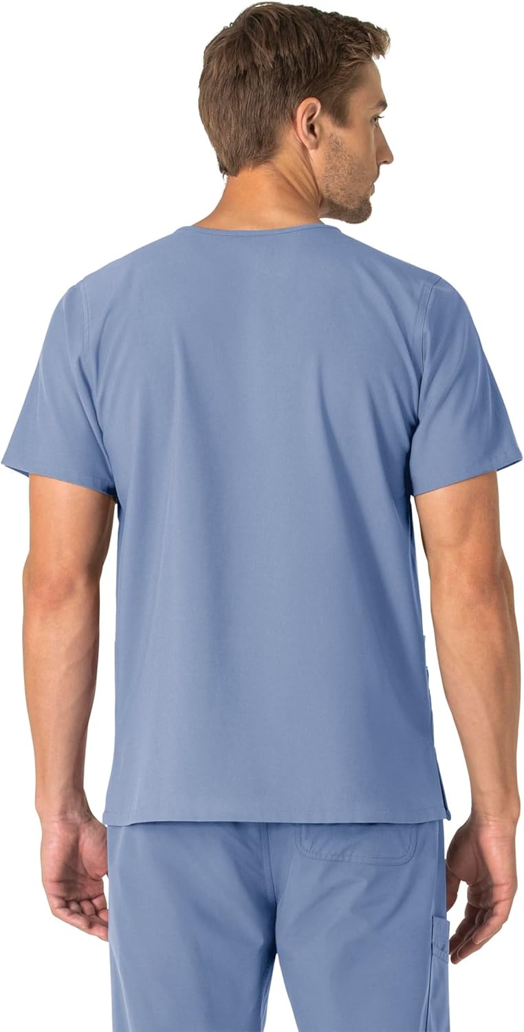 image:imageCarhartt Scrubs for Men Force CrossFlex Henley Tops with 3 PocketsCeil Blue