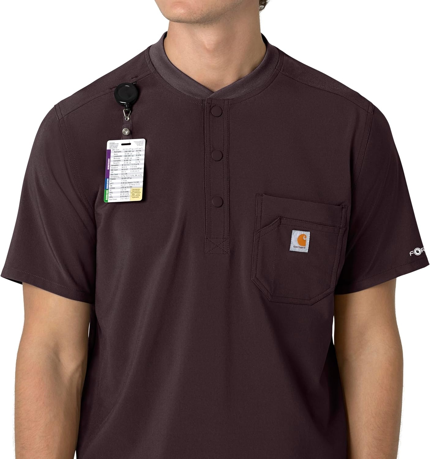 image:imageCarhartt Scrubs for Men Force CrossFlex Henley Tops with 3 PocketsDark Sepia