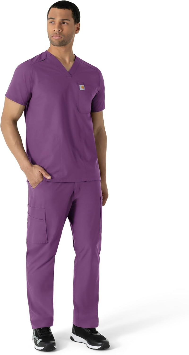image:imageCarhartt Scrubs for Men Force CrossFlex Henley Tops with 3 PocketsEggplant