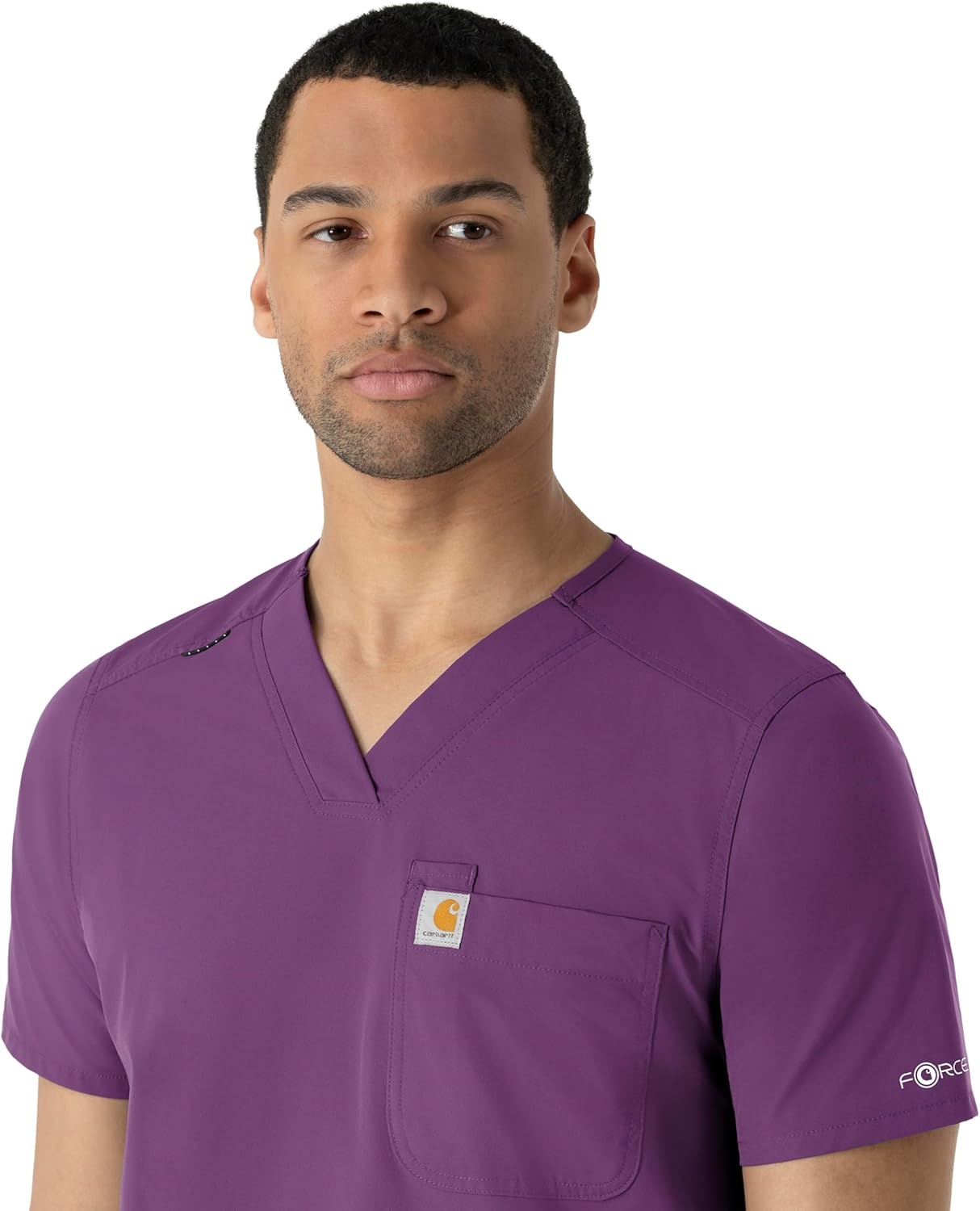image:imageCarhartt Scrubs for Men Force CrossFlex Henley Tops with 3 PocketsEggplant