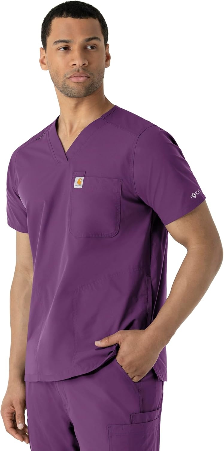 image:imageCarhartt Scrubs for Men Force CrossFlex Henley Tops with 3 PocketsEggplant