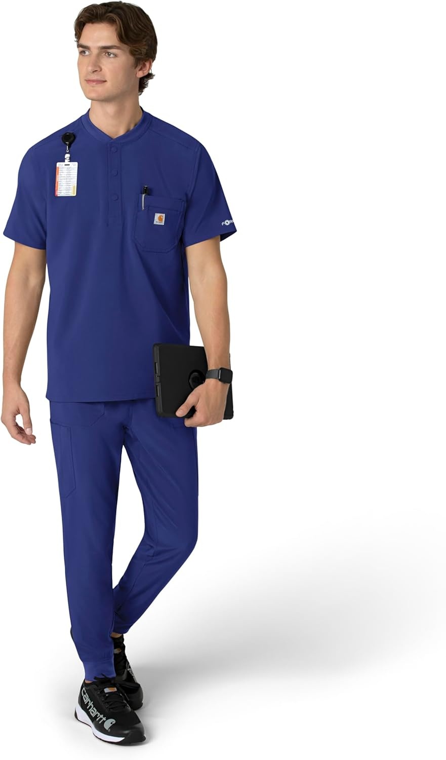 image:imageCarhartt Scrubs for Men Force CrossFlex Henley Tops with 3 PocketsGalaxy Blue