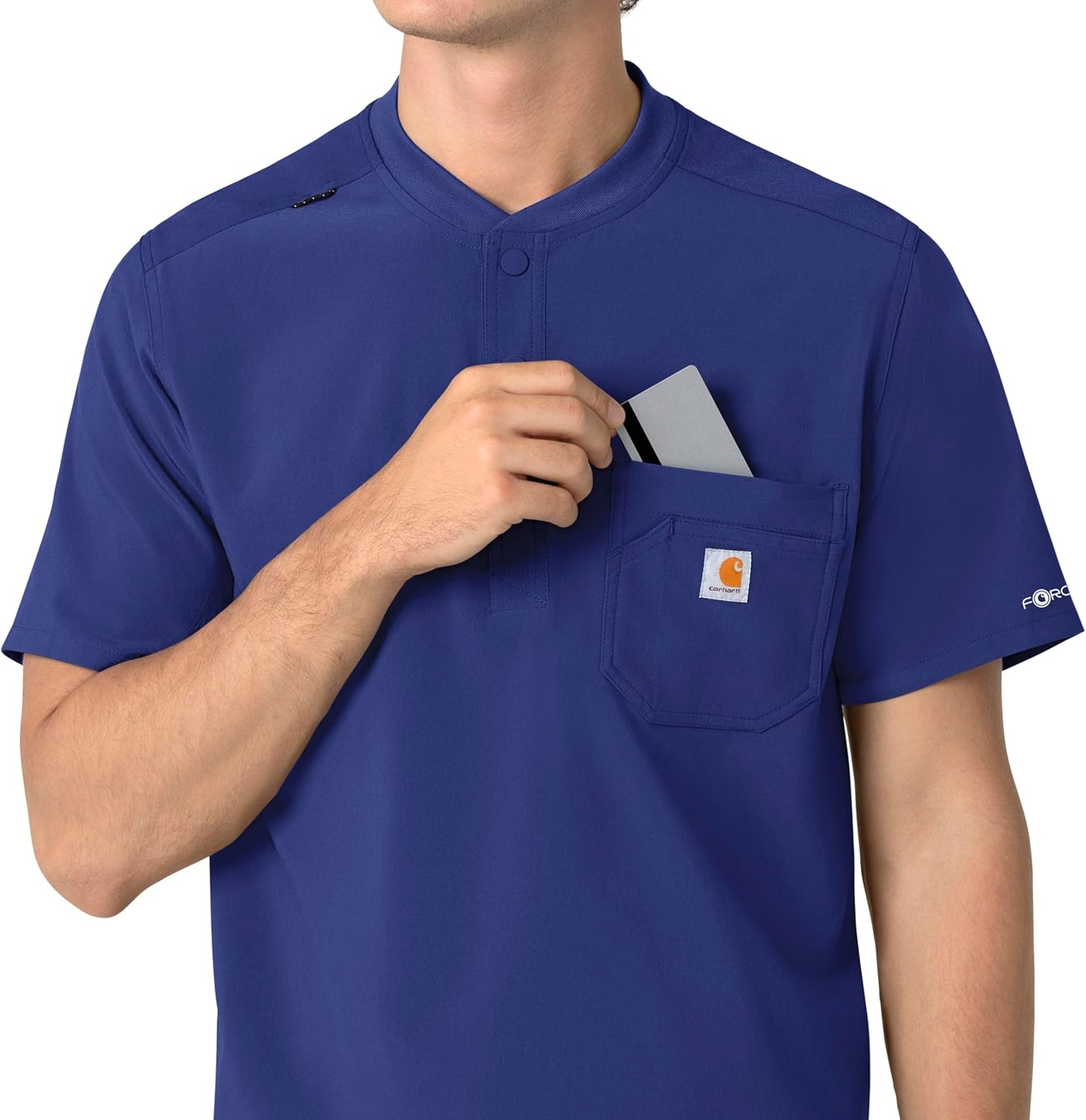 image:imageCarhartt Scrubs for Men Force CrossFlex Henley Tops with 3 PocketsGalaxy Blue