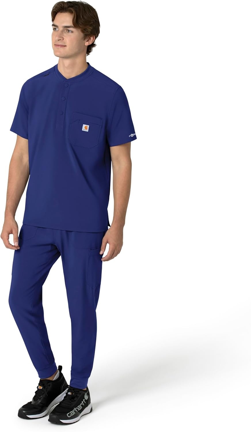 image:imageCarhartt Scrubs for Men Force CrossFlex Henley Tops with 3 PocketsGalaxy Blue