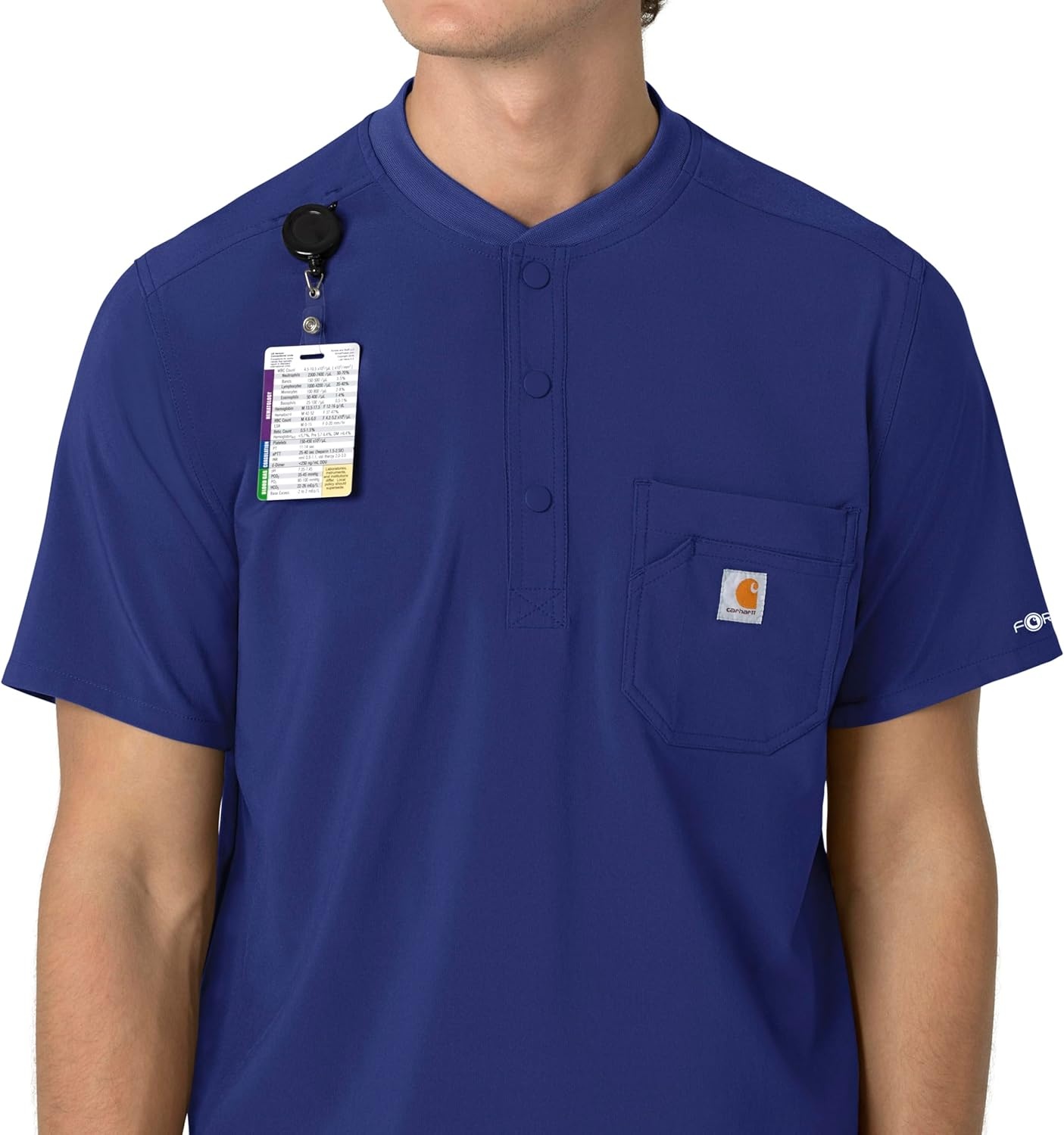 image:imageCarhartt Scrubs for Men Force CrossFlex Henley Tops with 3 PocketsGalaxy Blue