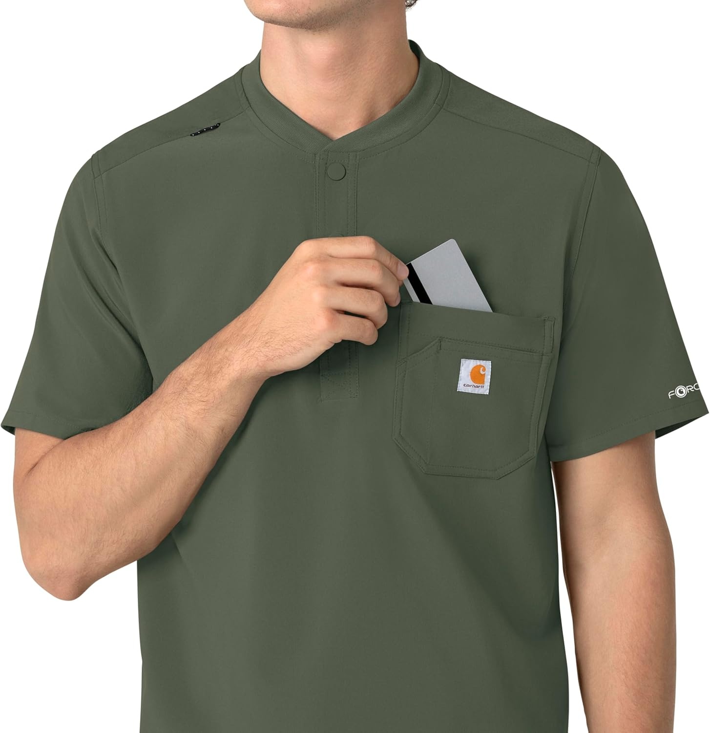 image:imageCarhartt Scrubs for Men Force CrossFlex Henley Tops with 3 PocketsOlive