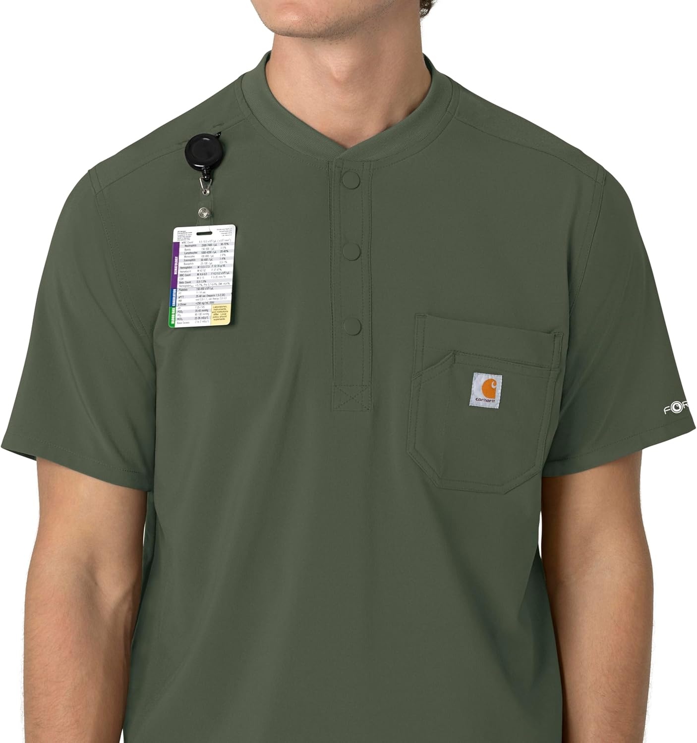 image:imageCarhartt Scrubs for Men Force CrossFlex Henley Tops with 3 PocketsOlive