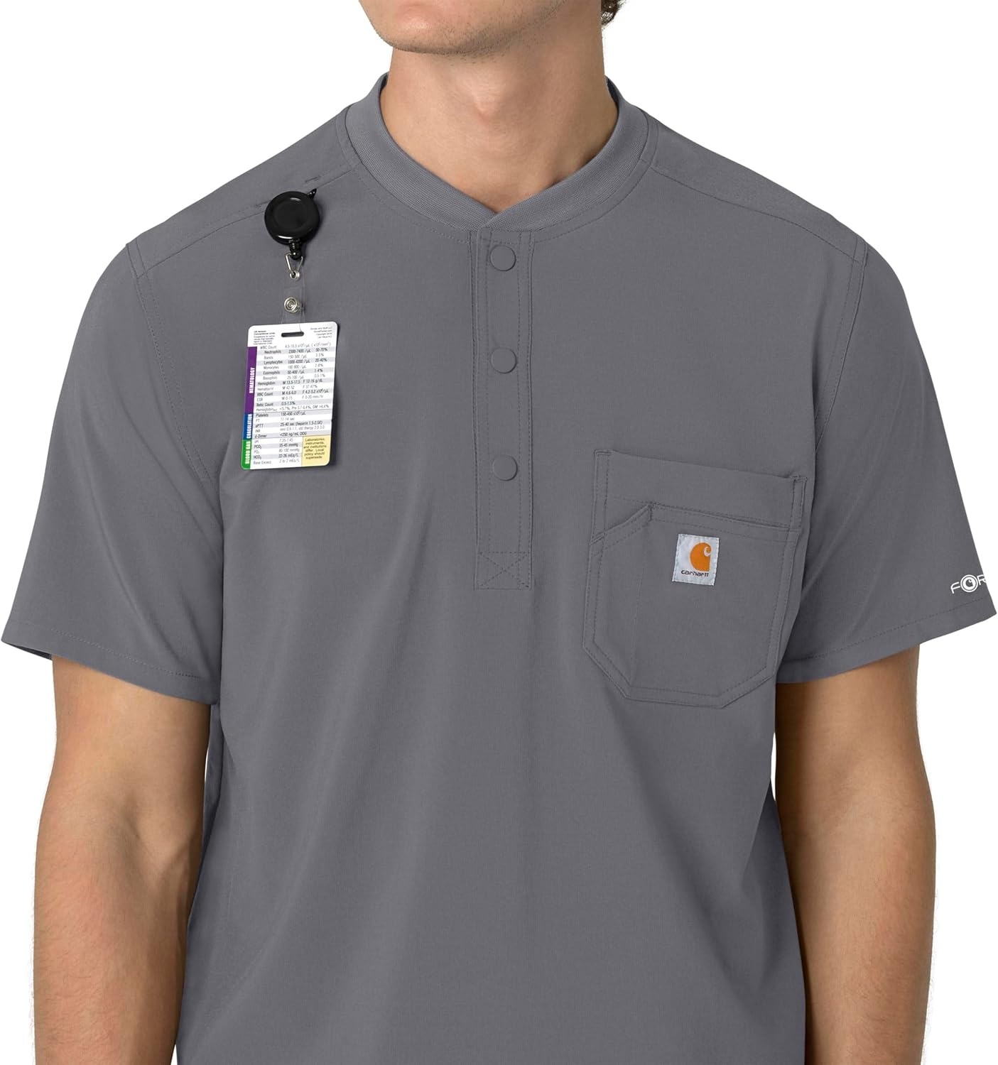 image:imageCarhartt Scrubs for Men Force CrossFlex Henley Tops with 3 PocketsPewter