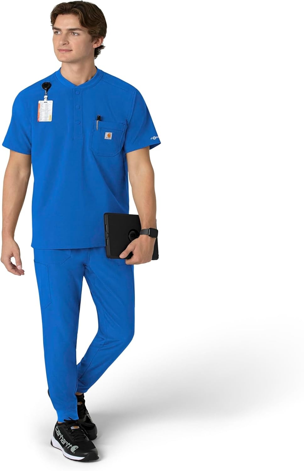 image:imageCarhartt Scrubs for Men Force CrossFlex Henley Tops with 3 PocketsRoyal