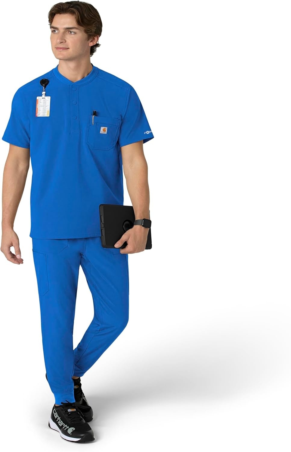 image:imageCarhartt Scrubs for Men Force CrossFlex Henley Tops with 3 PocketsRoyal