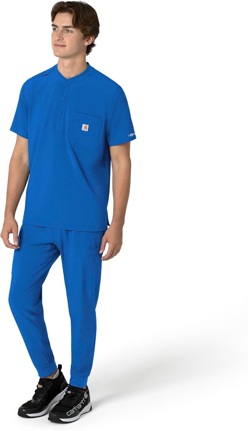 image:imageCarhartt Scrubs for Men Force CrossFlex Henley Tops with 3 PocketsRoyal