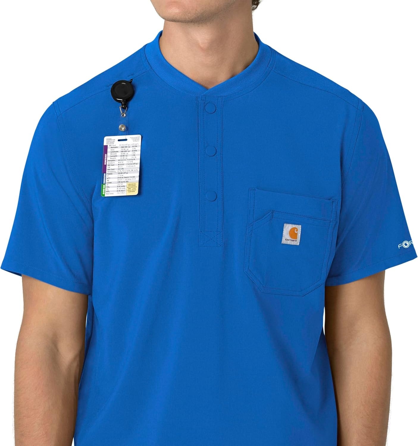 image:imageCarhartt Scrubs for Men Force CrossFlex Henley Tops with 3 PocketsRoyal